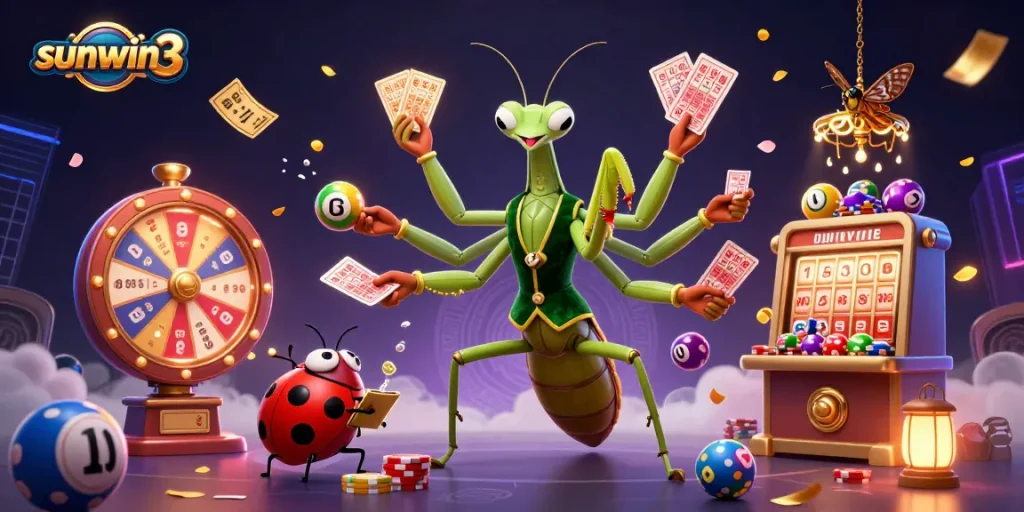 Experience thrilling gameplay with sunwin3 in a vibrant casino illustration featuring colorful elements and dynamic action.